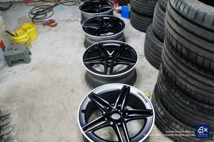 벤츠 A45 AMG 블랙실버 무광 투톤휠도색 + 카본 세라믹 골드 캘리퍼 도색 / 용인 처인구