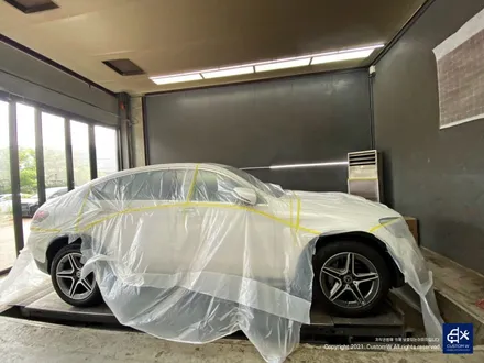 벤츠 GLC220d 휠수리 후 블랙유광 휠도색 + 레드 캘리퍼 도색 / 용인 처인구