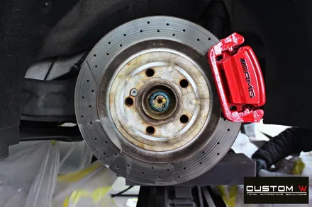 벤츠 A45 AMG 유광 블랙실버 투톤 휠도색 + 레드 캘리퍼 도색 / 용인 처인구