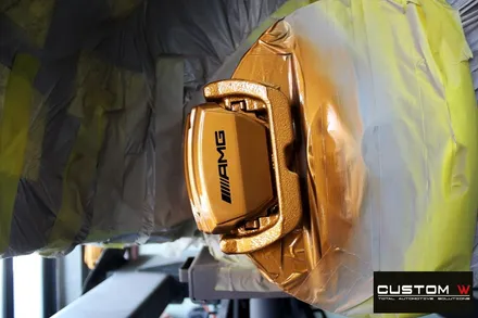 벤츠 GT43 AMG 신차 출고 전 블랙유광 휠도색 + 카본 세라믹 골드 캘리퍼 도색 / 용인 처인구