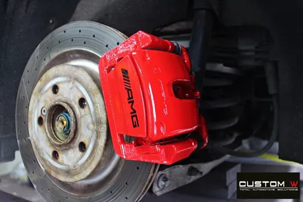 벤츠 A45 AMG 유광 블랙실버 투톤 휠도색 + 레드 캘리퍼 도색 / 용인 처인구