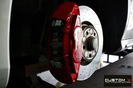 벤츠 A45 AMG 블랙 실버 투톤 무광 휠도색 + 레드 캘리퍼 도색 / 용인 처인구