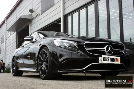 벤츠 S63 AMG 쿠페 무광 블랙 휠도색 + 카본 세라믹 골드 캘리퍼 도색 / 용인 처인구