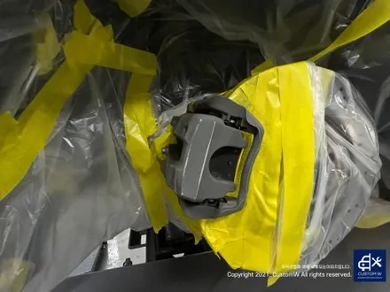 포켓 머신_! 벤츠 A45 AMG 무광 블랙 실버 투톤 휠도색 + 레드 캘리퍼 도색 / 용인 처인구