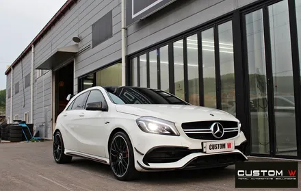 벤츠 A45 AMG 무광 블랙실버 투톤 휠 + 골드 캘리퍼 도색 / 용인 처인구