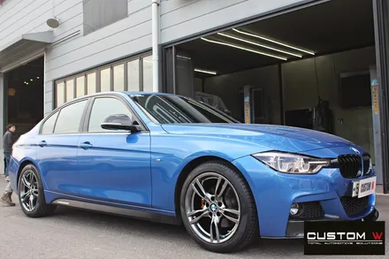 BMW F30 330i 휠 상처 수리 후 고스트 크롬 휠도색 + 부식 제거 후 카본 세라믹 골드 캘리퍼 도색 / 용인 처인구
