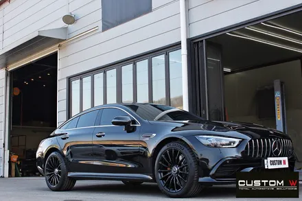벤츠 GT43 AMG 블랙유광 휠도색 + 골드 캘리퍼 도색 / 용인 처인구