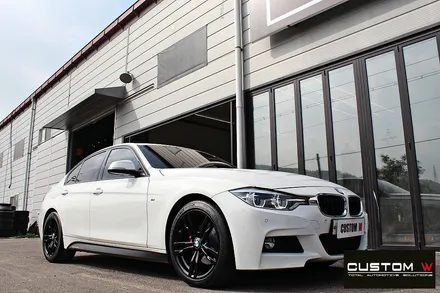 BMW 320i M패키지 블랙유광 휠도색 + 허브 방청 레드 캘리퍼 도색 / 용인 처인구