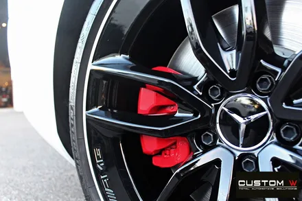 벤츠 E53 AMG  블랙 실버 유광 투톤 휠도색 + 레드 캘리퍼 도색 / 용인 처인구