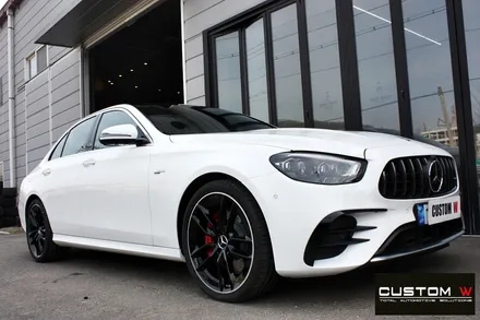 벤츠 21년식 신형 E53 AMG 블랙 실버 투톤 유광 휠도색 + 레드 캘리퍼 도색 / 용인 처인구