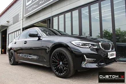 BMW 신형 3시리즈 G20 320d 블랙유광 휠도색 + 레드 캘리퍼 도색 / 용인 처인구
