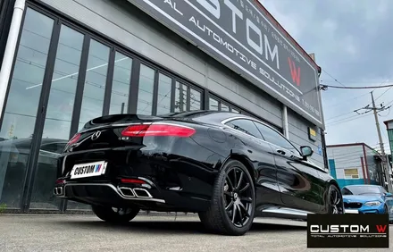 벤츠 S63 AMG 쿠페 무광 블랙 휠도색 + 카본 세라믹 골드 캘리퍼 도색 / 용인 처인구