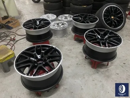 벤츠 GLE63 AMG 휠 도색 불량 재작업 약품 박리 제거 후, 사틴 블랙 + 실버 투톤 휠도색 + 레드 캘리퍼 도색 / 용인 처인구