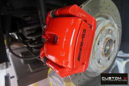 잘 못된 휠수리 도색 이력이 있는 벤츠 A45 AMG 약품 박리 후,  블랙 실버 투톤 휠도색 재작업, 레드 AMG 캘리퍼 도색 작업까지. / 용인 처인구