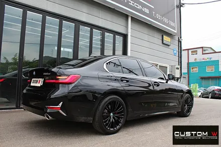 BMW 신형 3시리즈 G20 320d 블랙유광 휠도색 + 레드 캘리퍼 도색 / 용인 처인구