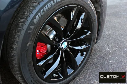 BMW F10 520d 휠 상처 수리 후 블랙유광 휠도색 + 레드 캘리퍼 도색 / 용인 처인구