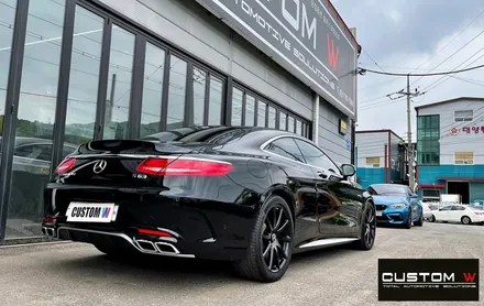 벤츠 S63 AMG 쿠페 무광 블랙 휠도색 + 카본 세라믹 골드 캘리퍼 도색 / 용인 처인구