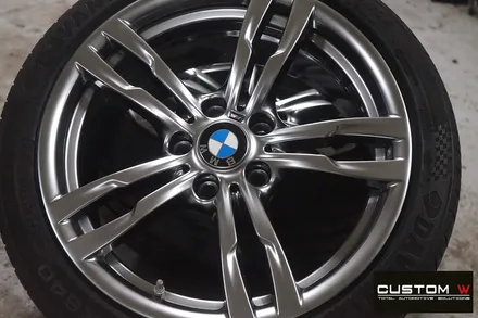 BMW F30 320i 휠 상처 수리 후, 고스트 크롬 휠도색 , 지저분한 캘리퍼 부식 녹 제거 후, 블루 컬러 도색. / 용인 처인구