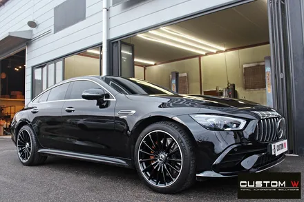 벤츠 GT43 AMG 블랙실버 유광 투톤 휠도색 + 카본 세라믹 골드 캘리퍼 도색 / 용인 처인구