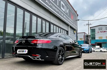 벤츠 S63 AMG 쿠페 무광 블랙 휠도색 + 카본 세라믹 골드 캘리퍼 도색 / 용인 처인구