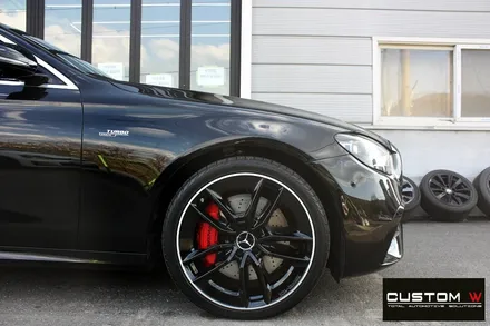 벤츠 E53 AMG 블랙 실버 투톤 유광 휠도색 + 레드 캘리퍼 도색 / 용인 처인구