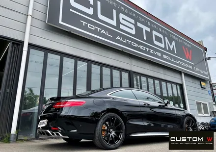벤츠 S63 AMG 쿠페 무광 블랙 휠도색 + 카본 세라믹 골드 캘리퍼 도색 / 용인 처인구