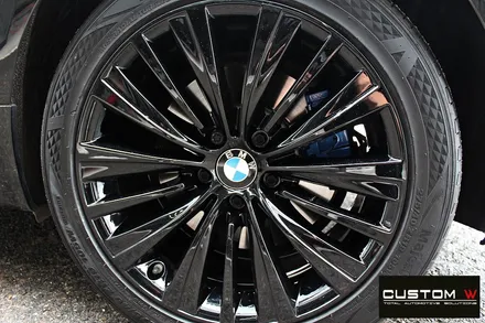 BMW 5GT 휠 상처 수리 후 블랙유광 휠도색 + 블루 캘리퍼 도색 / 용인 처인구