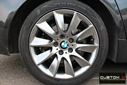 BMW F10 528i 터빈휠 수리 후 고스트 크롬 휠도색 + 심각한 부식 제거 후 블랙 캘리퍼 도색 / 용인 처인구