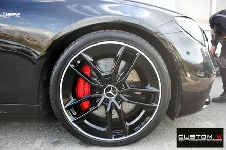 벤츠 E53 AMG 블랙 실버 투톤 유광 휠도색 + 레드 캘리퍼 도색 / 용인 처인구