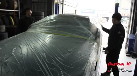 아우디 A7 55TDI 휠수리 후 고스트크롬 휠도색, S-LINE로고 블랙 캘리퍼도색. / 용인 처인구