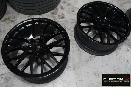 포르쉐 마칸 S 20인치 RS 스파이더 휠 상처 수리 후,  무광 블랙 ( 맷블랙 / JET BLACK)  그리고 레드 캘리퍼 도색 작업 까지.! / 용인 처인구