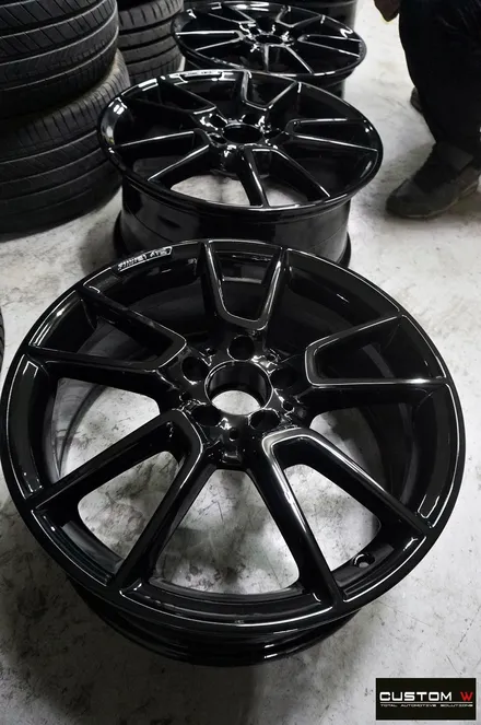 벤츠 C43 AMG 굴절 수리 후 블랙유광 휠도색 + 레드 캘리퍼 도색 / 용인 처인구
