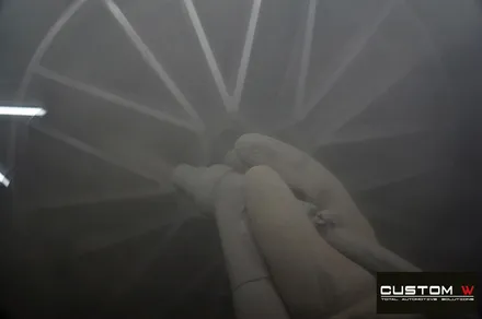 포르쉐 카이엔 쿠페 터보 휠 상처 수리 후 블랙레드 무광투톤 휠도색 + 옐로우 캘리퍼 도색 / 용인 처인구