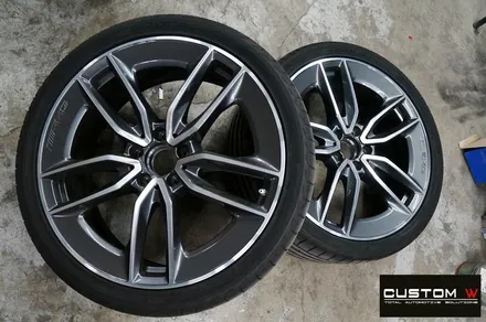 벤츠 E53 AMG 블랙 실버 투톤 유광 휠도색 + 레드 캘리퍼 도색 / 용인 처인구