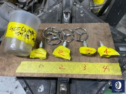 벤츠 GLE63 AMG 휠 도색 불량 재작업 약품 박리 제거 후, 사틴 블랙 + 실버 투톤 휠도색 + 레드 캘리퍼 도색 / 용인 처인구