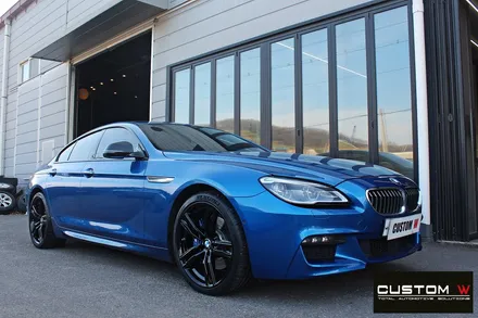 BMW 640d 휠 상처 수리 후 블랙유광 휠도색 + 블루 캘리퍼 도색 / 용인 처인구