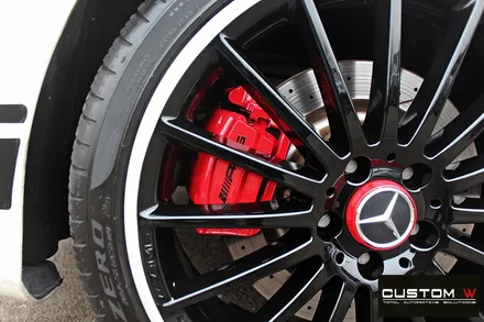 벤츠 A45 AMG 유광 블랙실버 투톤 휠도색 + 레드 캘리퍼 도색 / 용인 처인구