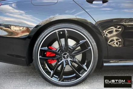 벤츠 E53 AMG 블랙 실버 투톤 유광 휠도색 + 레드 캘리퍼 도색 / 용인 처인구