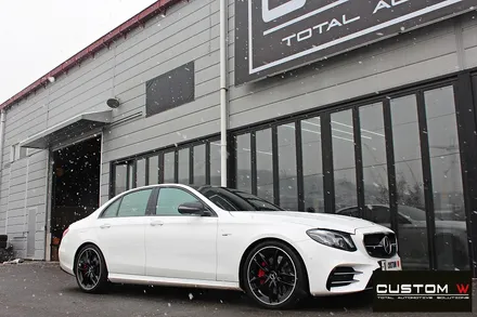 벤츠 E53 AMG 블랙실버 유광 투톤 휠도색 + 레드 캘리퍼 도색 / 용인 처인구