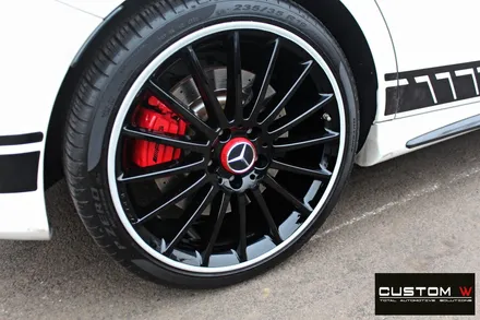 벤츠 A45 AMG 유광 블랙실버 투톤 휠도색 + 레드 캘리퍼 도색 / 용인 처인구