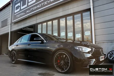벤츠 E53 AMG 블랙 실버 투톤 유광 휠도색 + 레드 캘리퍼 도색 / 용인 처인구