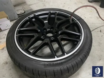 벤츠 GLE63 AMG 휠 도색 불량 재작업 약품 박리 제거 후, 사틴 블랙 + 실버 투톤 휠도색 + 레드 캘리퍼 도색 / 용인 처인구