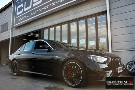벤츠 E53 AMG 블랙 실버 투톤 유광 휠도색 + 레드 캘리퍼 도색 / 용인 처인구