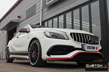 벤츠 A45 AMG 유광 블랙실버 투톤 휠도색 + 레드 캘리퍼 도색 / 용인 처인구