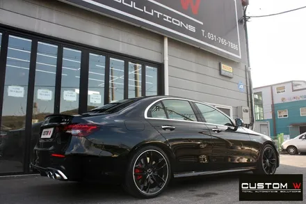 벤츠 E53 AMG 블랙 실버 투톤 유광 휠도색 + 레드 캘리퍼 도색 / 용인 처인구