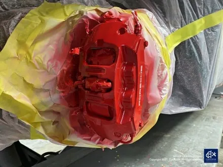 포르쉐 파나메라4 휠수리 후 블랙유광 휠도색 + 레드 캘리퍼 도색 / 용인 처인구