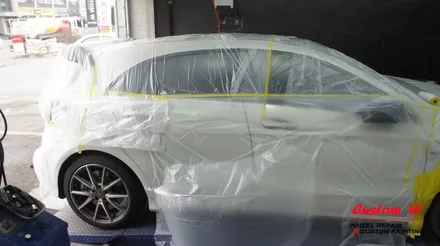 벤츠 A45 AMG 휠 상처 수리 후 블랙유광 휠도색 + 레드 AMG 캘리퍼도색. / 용인 처인구