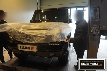벤츠 G바겐 G350  블랙유광 휠도색 , 레드 캘리퍼 (AMG 로고) 도색 작업 커스텀W / 용인 처인구