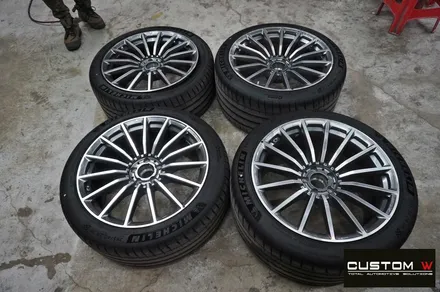 벤츠 GT43 AMG 블랙유광 휠 도색 + 카본 세라믹 골드 캘리퍼 도색 (블랙 차량) / 용인 처인구
