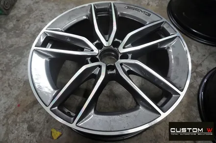벤츠 E53 AMG 블랙실버 유광투톤 휠도색 + 레드 캘리퍼 도색 / 용인 처인구